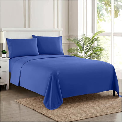 California King Sheet Sets - Breathable Luxury Sheets with Full Elastic & Secure Corner Straps Built In - 1800 Supreme Collection Deep Pocket Bedding Set, Sheet Set, California King, Royal Blue