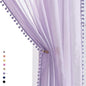 Treatmentex Pompom Sheer Curtains for Living Room 72" Lilac Window Drapes Lavender Voile Curtain for Girls' Room 2panels Rod Pocket