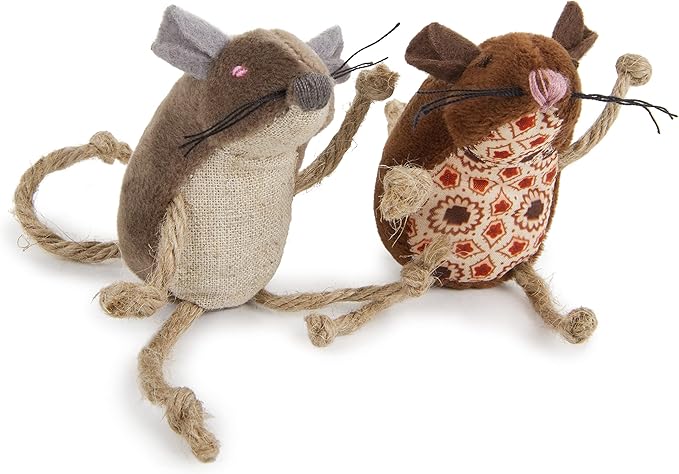 Petlinks (2 Count) Lil' Critters Mice Catnip Cat Toys - Brown, 2 Count-Mewly Pet