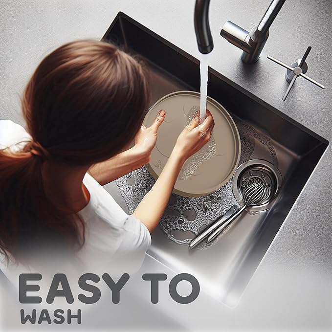 Dog Food Mat Round 10" - Raised Edges Dogs Mat for Food and Water Prevent Spill, Waterproof Cat Food Mats Protect Floors, Easy Clean Dog Bowl Mats for Food and Water, Silicone Pet Feeding Placemats-Mewly Pet