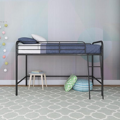 DHP Junior Loft Bed, Space-Saving Metal Frame, Black Finish, Ideal for Younger Children
