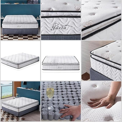 Twin Mattress 11.4 Inch Memory Foam Innerspring Independently Encased Coil Hybrid Mattress - Pillow Top Mattress in a Bag