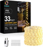 33FT 360 LED Rope Lights Outdoor - Connectable Waterproof Flexible Tube Lighting for Deck, Patio, Garden, Stair Railing & Above Cabinet Decor(Warm White)