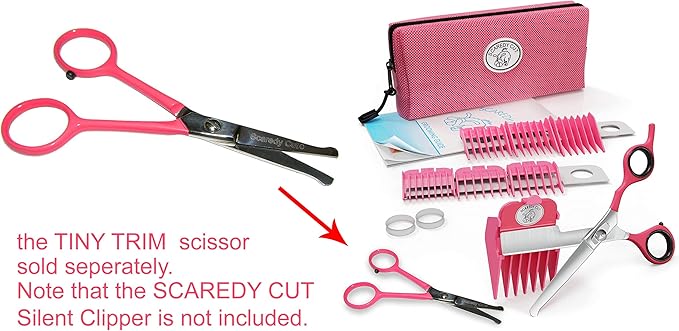 Tiny Trim 4.5" Ball-Tipped Scissor for Dog, Cat and all Pet Grooming - Ear, Nose, Face & Paw - Scaredy Cut's small Safety Scissor-Mewly Pet