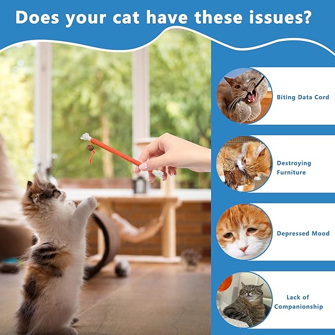 3pcs Safe Cat Rope Toy,Teeth Clean Toy for Cat, Cat Chew Toys for Indoor Cat,Kitten Interactive Toys-Mewly Pet