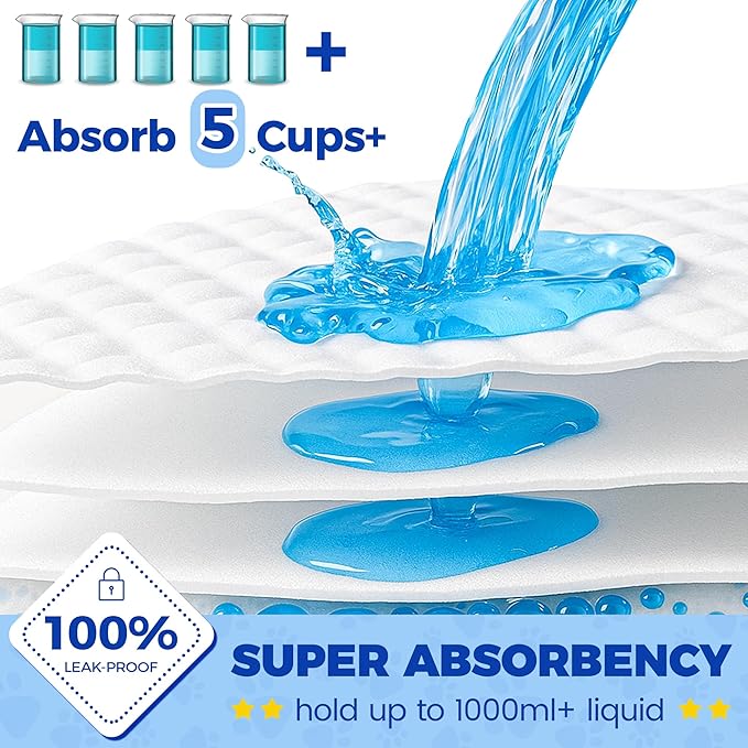 Dog Pee Pads Extra Large 28"x34" - 100 Pack Super Absorbent XLarge Puppy Pads 100 Count Leak-Proof Disposable XL Pet Potty Training Pads for Dogs, Puppies, Doggy-Mewly Pet