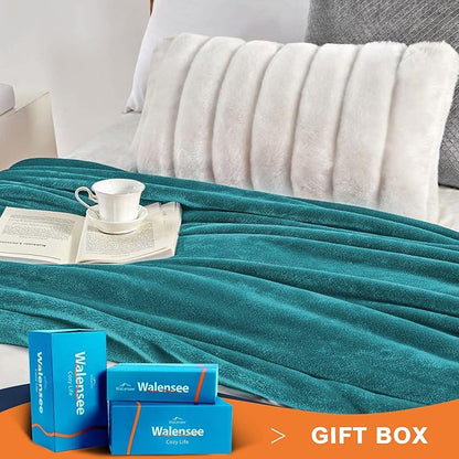 Walensee Fleece Blanket Plush Throw Fuzzy Lightweight (Twin Size 60x80 Teal) Super Soft Microfiber Flannel Blankets for Couch, Bed, Sofa Ultra Luxurious Warm and Cozy for All Seasons