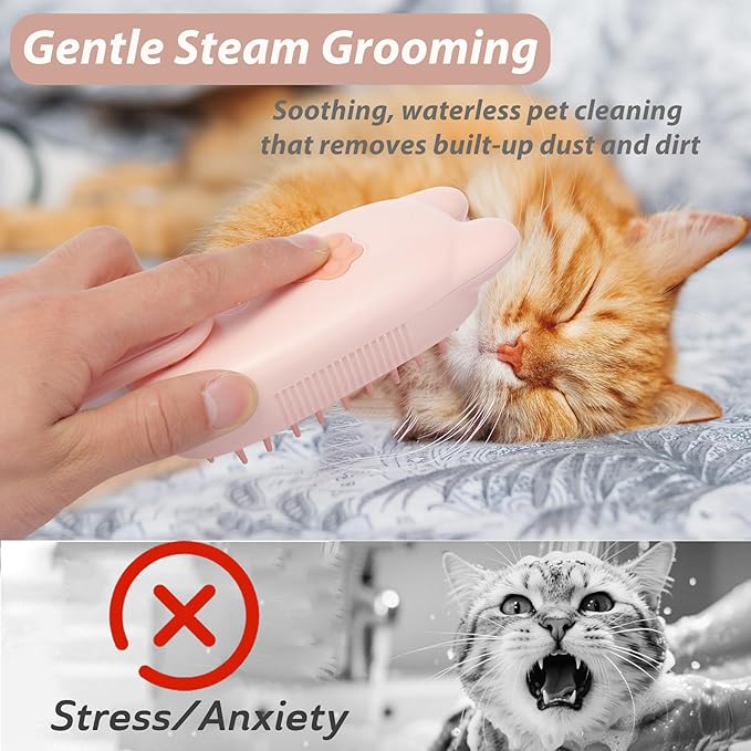 4 in 1 Cat Steam Brush Rechargeable Anti-Static Pet Spray Hair Removal Comb for Shedding and Grooming Multi-functional Pet Massage Brushes for Cats Dogs Small Animals-Mewly Pet