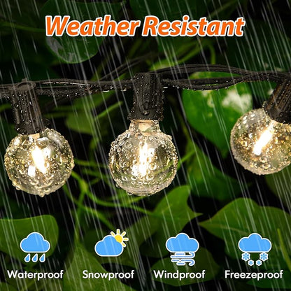 150FT LED Outdoor String Lights with 3 Color Lights, Dimmable String Lights for Outside with Remote, G40 Globe Waterproof Patio Lights with 75+2 Shatterproof Bulbs for Party Backyard BBQ House Camping