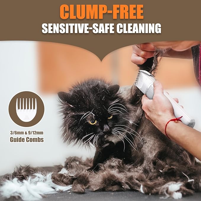Cat Grooming Clippers Kit with Paw Trimmer, 3 in 1 Electric Pet Hair Trimmer Supplies for Thick Matted Hair, Heavy Coat Butt Shaver Cat Razor Fur Trimmer for Dogs at Home-Mewly Pet