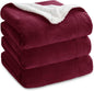 Bedsure GentleSoft Sherpa Fleece Blankets King Size for Bed - Thick and Warm Throw for Girls and Women, Soft Fuzzy Plush King Christmas Blanket for Winter, Burgundy, 108x90 Inches