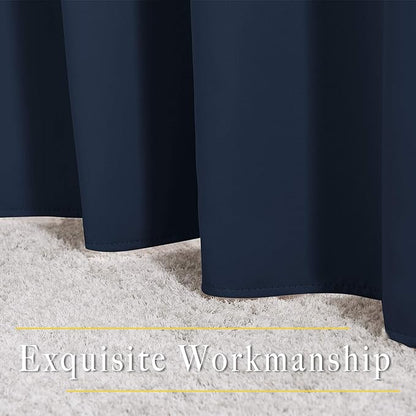 NICETOWN Room Darkening Curtains Blackout 30 inch Curtains for Kitchen, Navy Blue Grommet Solid Window Treatments Sound Reducing for Bedroom, 2 Panels, W37 x L30, 2 Panels