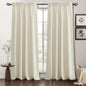 RYB HOME Living Room and Dining Room Curtains and Drapes Linen Sheer, Light Filtering Curtains 120 inches Long, Weave Textured/Rod Pocket, Cream Colored, W 52 x L 120 inches, 2 Panels Set