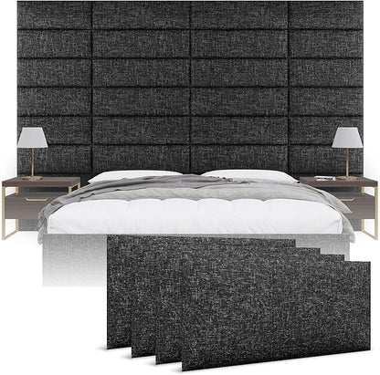 Vänt Upholstered Wall Panels - King/Cal King Size Wall Mounted Headboards - Weave Prestige - Twin/King - Set of 4 Panels (Each Individual Panel 39"x11.5")