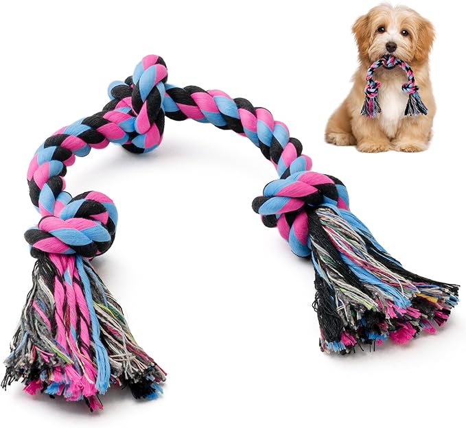 SHARLOVY Puppy Rope Toy, Dog Rope Toy for Small Dogs, Puppy Teething Toys, Cotton Interactive Tug of War Dog Toy for Puppies Boredom, Dog Chew Toys for Aggressive Chewers Small Breed-Mewly Pet