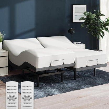 Nectar Twin XL Adjustable Base and 12” Mattress (New Version) - Head & Foot Incline - Medium Firm Memory Foam - Cooling Top Layer - 3 Massage Settings - 365-Night Mattress Trial & Forever Warranty