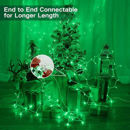 Brizled Green Christmas Lights, 69.6ft 300 Count Mini String Lights Connectable, 120V UL Certified Incandescent Light White Wire, Green Xmas Tree Light for Indoor Outdoor Xmas Halloween Tree Party