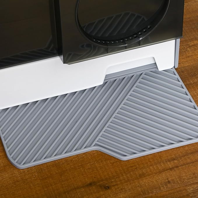 PawHut Hooded Cat Litter Box with Kitty Litter Mat, Kitty Litter Pan with Odor Control, Easy-Clean Pull-Out Drawer, Handle, Scoop, Gray-Mewly Pet