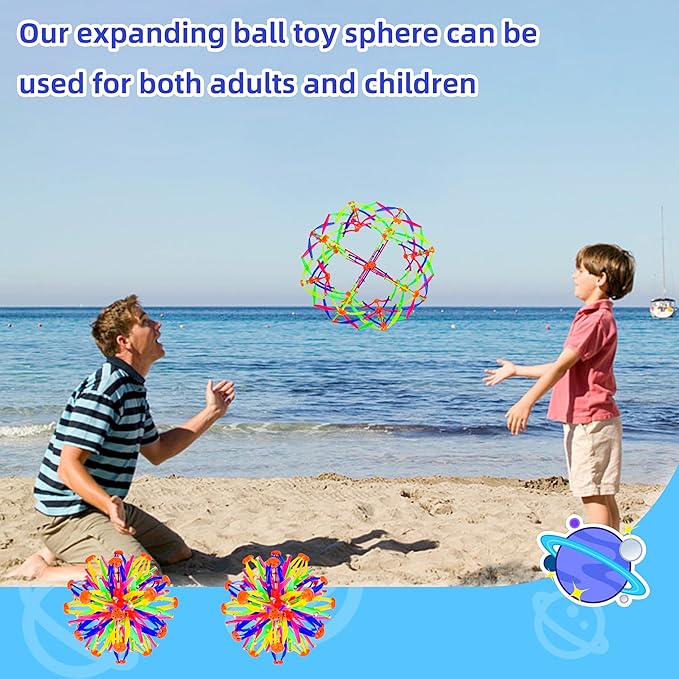 2Pcs Colorful Sphere Expandable Breathing Balls Fidget Toy-Stress Reliever ,Collapsible Expanding Magic Ball Toys from 6" to 12"for Kids & Adults Mindfulness Meditation Practices,Yoga -ADHD-Mewly Pet