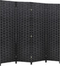 FDW Room Divider Wood Screen 4 Panel Folding Portable Partition Screens Wooden Mesh Woven Design Room Screen Divider for Home Office (Coal Black)