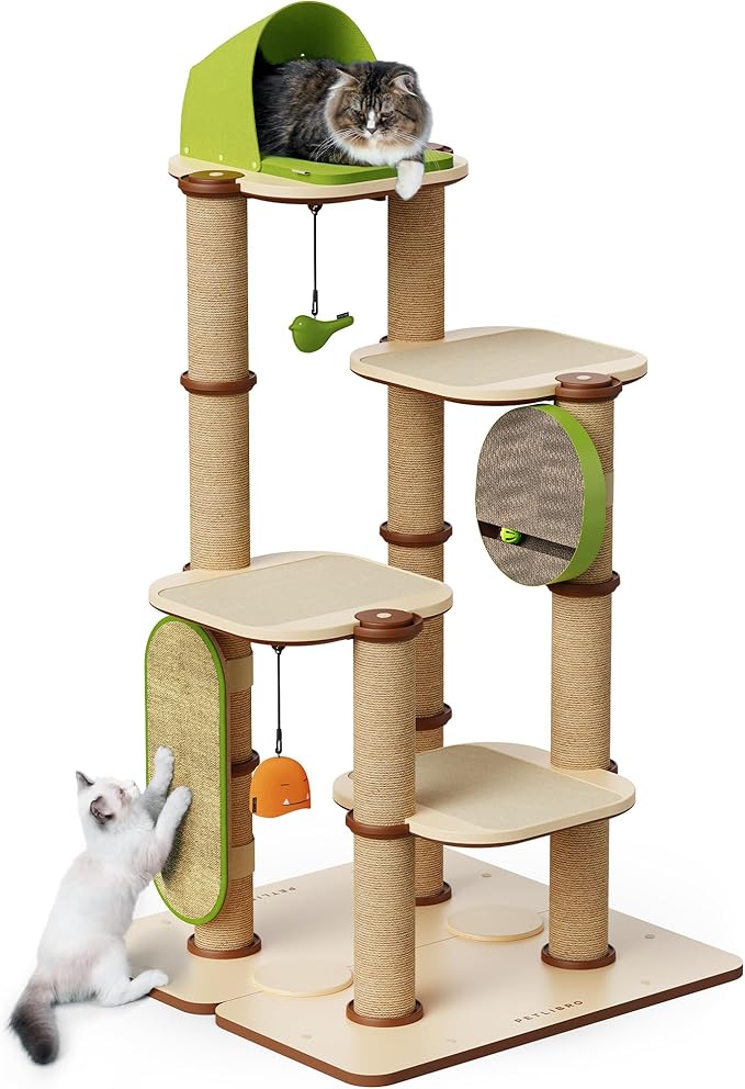 PETLIBRO Infinity Cat Tree Tower for Indoor Cats, Modular Design with Cat Bed, Toy, Felt Pads, Sisal Scratching Posts, 2-Second Setup, Sturdy Multi-Level Activity Center Cat Condo for Any Room-Mewly Pet