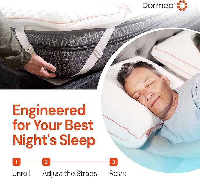 Dormeo Premium Queen Cooling Mattress Topper - 3-Zone OctaspringⓇ Technology for Optimal Back Support, Anti-Slip Bottom