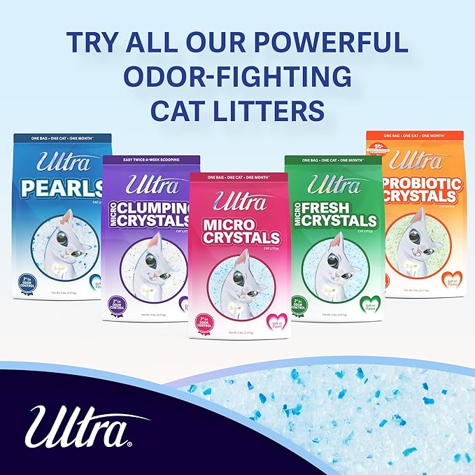 Ultra Micro Crystals Cat Litter - 99.9% Dust Free, Soft on Paws, Fragrance Free - 5 Lbs.-Mewly Pet