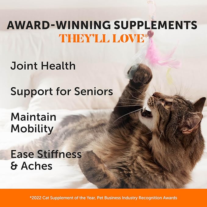Cat Hip & Joint Health Crunchy & Creamy Chews - Cat Joint Support Supplement with Glucosamine, Health Supplies & Hip Support for Indoor & Outdoor Cats (Chicken 30-Day Supply)-Mewly Pet