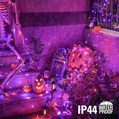 JMEXSUSS 4 Pack 50 LED Fairy Lights Battery Operated: Orange and Purple Halloween Lights - Perfect for Halloween Decorations, Parties, and Home Decorations