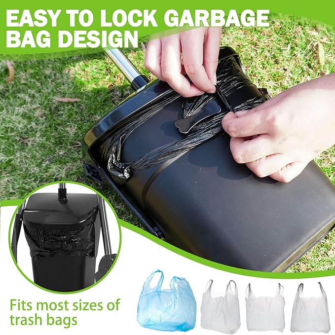 SCENEREAL Dog Pooper Scooper for Yard, Dog Poop Trash Can Outside Swivel Bin Rake Spade Kit for Large Medium Small Dogs with 40 Waste Bags, Extra Long 45" Metal Handle,Portable Scooper for Outdoor-Mewly Pet