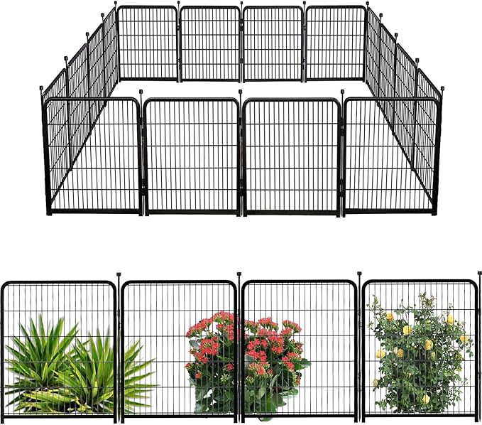 Garden Fence 36 Inch 14 Panels Without Gate, Inside and Outside, Total 31 Ft(l) Garden Fence for Yard and Dog, Black Dog Pen, Heavy Duty Pet Puppy Exercise Pen for Rv Camping-Mewly Pet