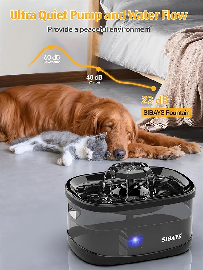 SIBAYS 2.5Gal/9.5L Dog Water Fountain, 3 Flow Modes Pet Water Fountain for Cats, Dog Water Bowl Dispenser with 7" Large Filter & Ultra Quiet Pump, BPA-Free, Ideal for Large Dogs, Multi-pet(FS68)-Mewly Pet