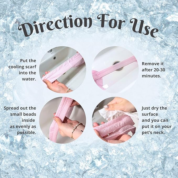 2pcs Cooling Scarf for Pets,Summer Cooling Scarves Keep Cats and Dogs Cool, Reused,Rrecycled,Suitable for Dogs (2pcs-Pink Stripe)-Mewly Pet