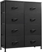 WLIVE Fabric Dresser for Bedroom, Tall Dresser with 8 Drawers, Storage Tower with Fabric Bins, Double Dressers, Chest of Drawers for Closet, Living Room, Hallway, Charcoal Black