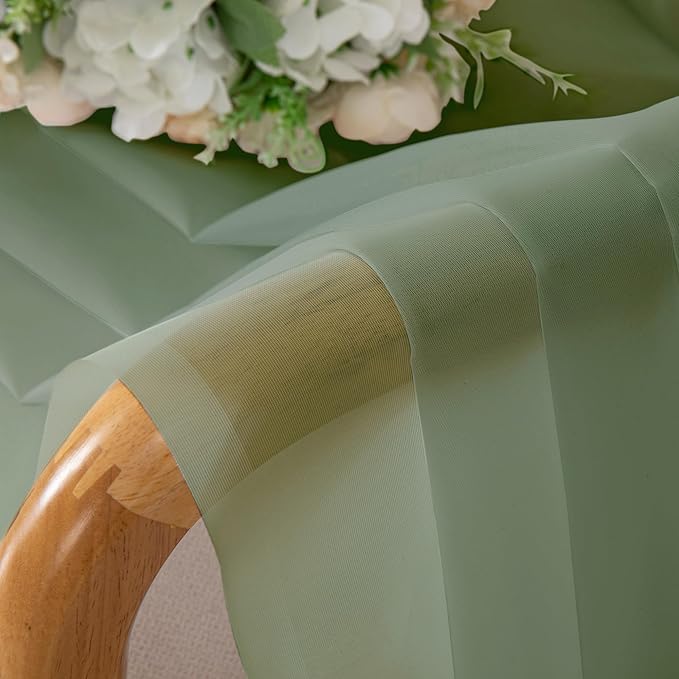 Aiyufeng Sage Green Sheer Curtains 63 inch Length 2 Panels Set for Farmhouse Kitchen Room, Elegant Light Filtering Voile Window Treatments, Each is 40W x 63L Inches