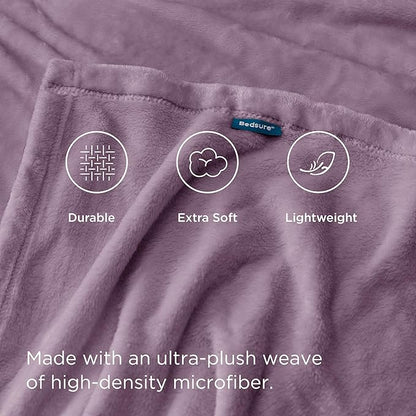 Bedsure GentleSoft Fleece Bed Blankets Queen Size Fog Purple - Soft Lightweight Plush Fuzzy Cozy Luxury Blanket Microfiber, 90x90 inches