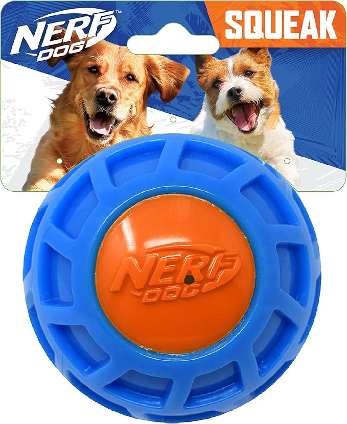 Nerf Dog 4in TPR EXO Squeak Ball - Blue/Orange, Large Breeds-Mewly Pet
