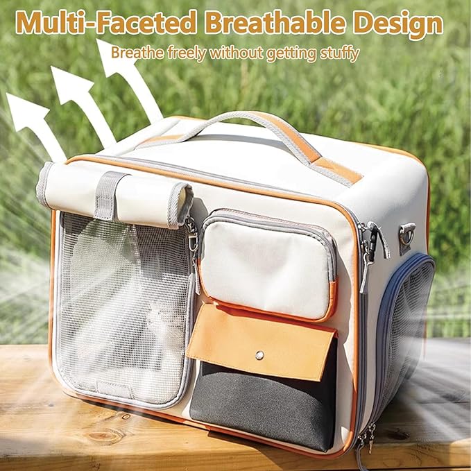 Dog Backpack, Pet Backpack with Upgrade Waist Cushion Design to Better Fit The Waist, Ventilated Soft Cat Backpack for Travel, Hiking, Camping(White)-Mewly Pet