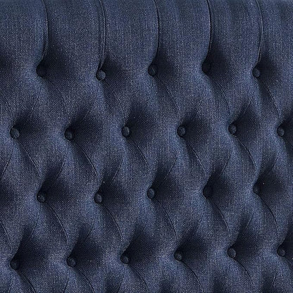 24KF Upholstered Tufted Button Linen Fabric Headboard,Comfortable Fashional Headboard Queen/Full Size,Navy Blue