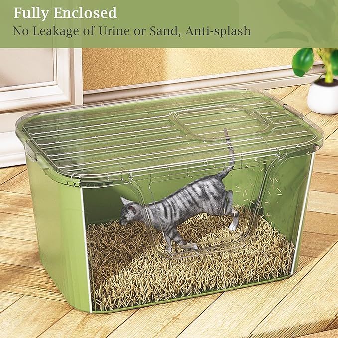 Vealind Cat Litter Box Lid with Clear Door Only Fit for Vealind XXL Cat Litter Pan, Top Entry Litter Box with Lid-Mewly Pet