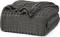 PHF 100% Cotton Waffle Weave Blanket King Size for Bed, Soft Lightweight & Breathable, All-Season Comfort, Luxury Aesthetic Woven Bedding for Home Decor, 108"x90", Charcoal Grey