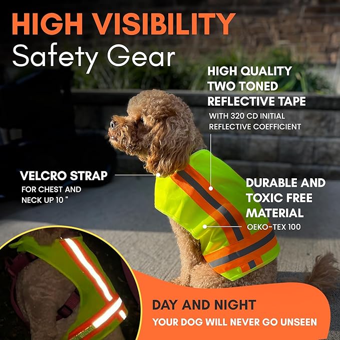 Reflective Dog Vest: Hi-Visibility Safety Gear for Outdoors. Safeguard Your Dog with Easy to wear Adjustable Reflective Vest (Small)-Mewly Pet