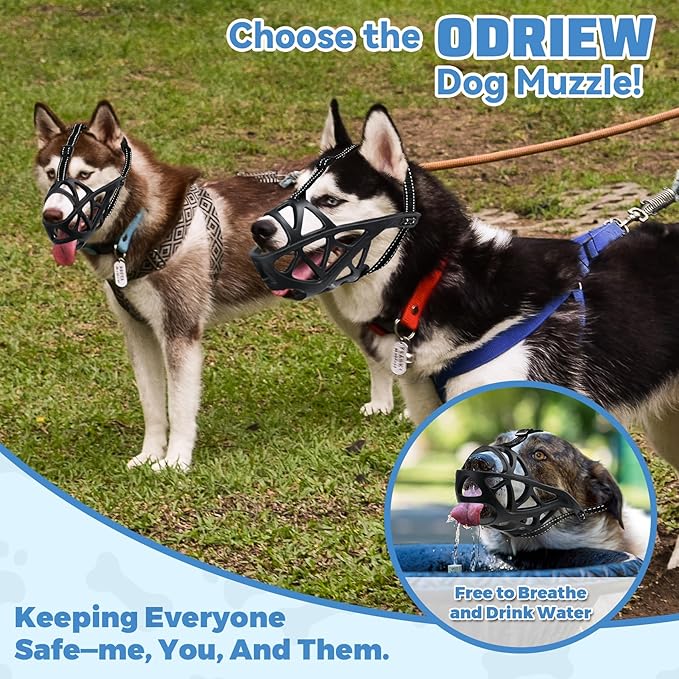 Dog Muzzle for Large Dogs, Breathable Basket Muzzles for Small, Medium and X-Large Aggressive Dog, Allows Panting Drinking, Suitable for Grooming Trimming Training (Black, M)-Mewly Pet