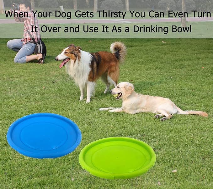 Dog Flying Disc, 2 Pack Dog Flyer Toys, Soft Rubber Interactive Lightweight Flying Disc Dog Toy for Small Large Dogs - Floats in Water & Safe on Teeth, 7.2 inch.-Mewly Pet