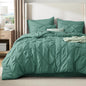 Bedsure California King Comforter Set Graysih Green - Bed in a Bag Cal King Bedding Set 7 Pieces, GentleSoft™ Pintuck Bed Set Gift for Family, Pinch Pleat Comforter with Sheets, Pillowcases & Shams