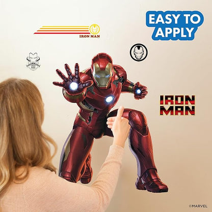 Marvel Iron Man Wall Decals - 22" Avengers Removable Vinyl Stickers for Kids Bedroom Playroom Bathroom - Peel and Stick Room Décor