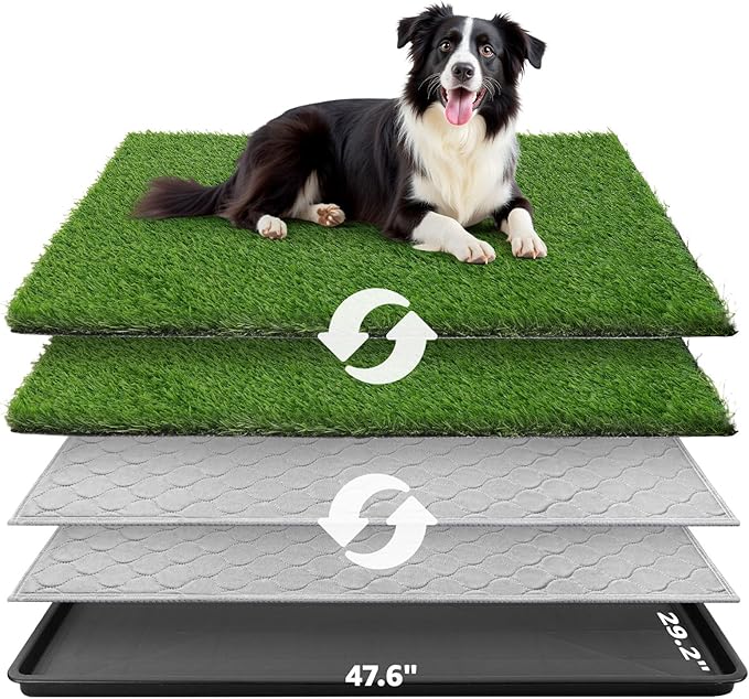 Dog Grass Large Potty Patch, Dog Litter Boxes Artificial Grass Bathroom Turf for Pet Training, Washable Puppy Pee Pad, Perfect Indoor/Outdoor Portable Potty Pet Loo-Mewly Pet