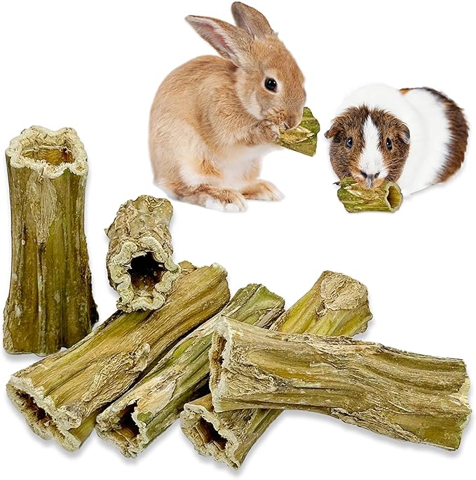 Fhiny Rabbit Chew Toys, 6 PCS 3.9" Natural Papaya Wood Chew Sticks Guinea Pig Treats for Dental Care Bunny Treats for Rabbits Small Pet Molar Snacks for Bunny Guinea Pig Chinchilla Hamster Gerbil-Mewly Pet