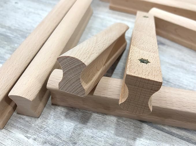 6Pcs Unfinished Beech Wood Solid Furniture Pulls Handles,Unpainted Paintable Wooden Handles Cupboard Closet Drawer Handle Pull,L5.12,HD 3.78"