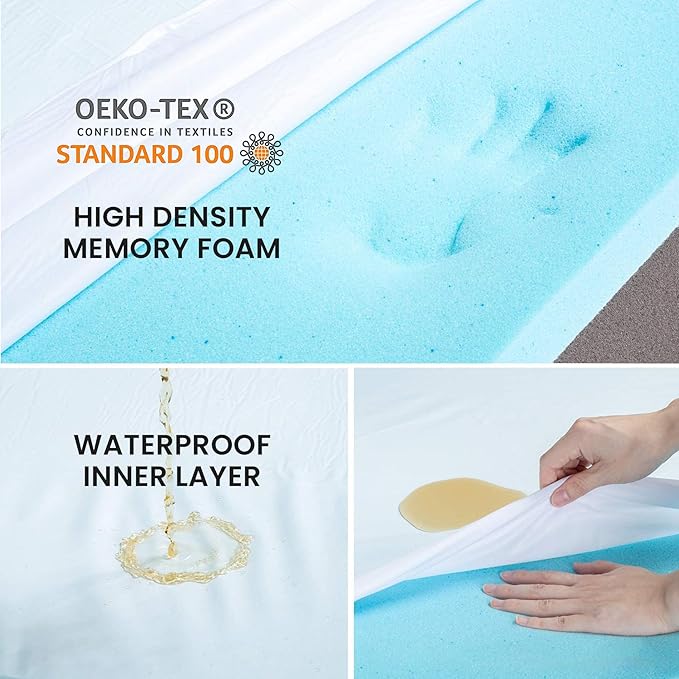 Orthopedic Memory Foam Dog Bed, Cooling Dog Beds Waterproof Pet Bed for Crate with Removable Washable Cover, L(35inch,65Lbs)-Mewly Pet